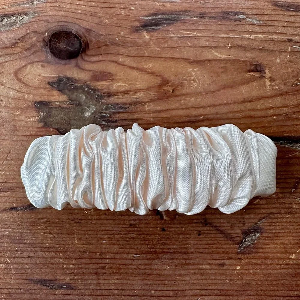 Anthropologie Silk Satin Ivory Ruched Barrette NWOT - Picture 1 of 3